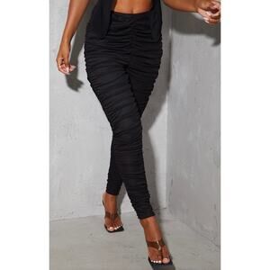 PrettyLittleThing Black Mesh Ruched Full Length Legging